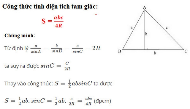 Diện tích hình tam giác đều quy định tính theo công thức